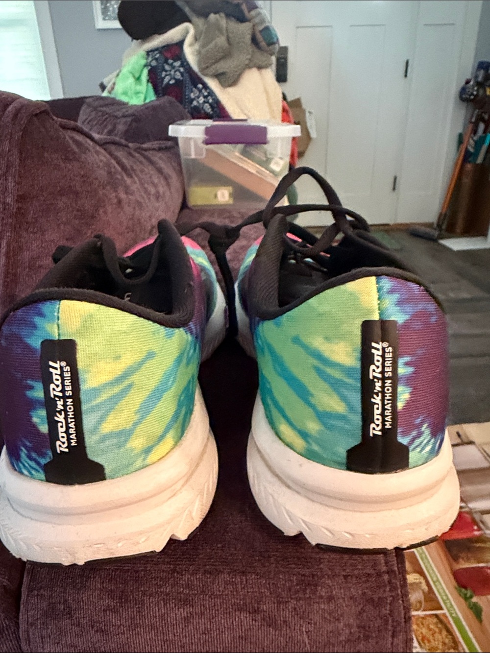 Brooks Women’s Tie-Dye Running Shoes - Pink, Blue, Green, Yellow, Black - Picture 4 of 5